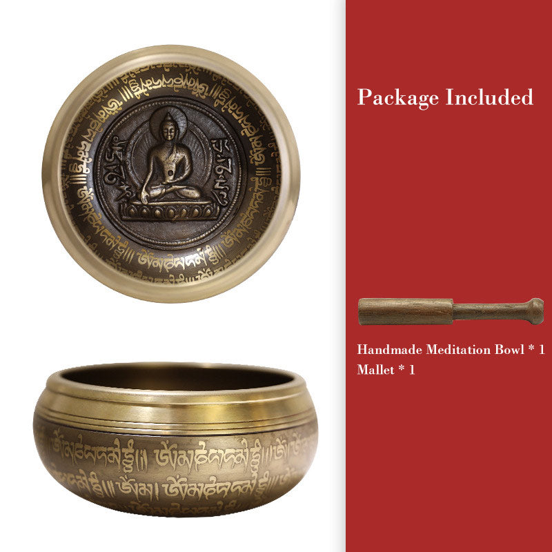 Buddha Stones Tibetan Sound Bowl Handcrafted for Focus and Meditation Peaceful Happiness Singing Bowl Set Singing Bowl BS 4.33IN (11CM)